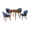Armen Living Arcadia and Juno 42" Round Blue and Walnut Wood 5 Piece Dining Set SETARDI5JNWABLU42 - alternate 1